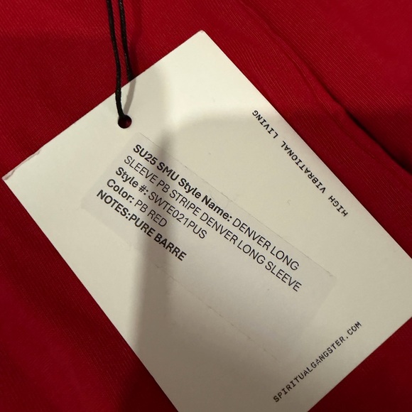 Spiritual Gangster x Pure Barre Denver Long Sleeve Tee Red Cotton size small - Picture 6 of 8